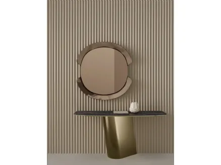 Mobile ingresso Avenue Boiserie in tessuto con mensole in metallo di Kristalia