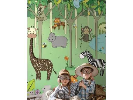 Carta da parati per camerette con animali esotici Harry di London Art