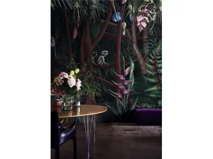 Carta da parati con piccole scimmie nella foresta Looks in the Forest in London Art