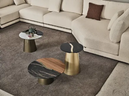 Tavolino Yang in SuperMarmo o SuperMarmo e legno di Bontempi