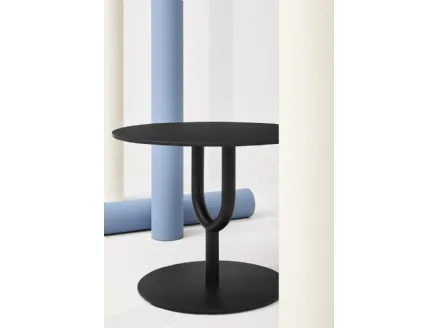 Tavolino Diapason con top e base in acciaio Nero goffrato di Infiniti