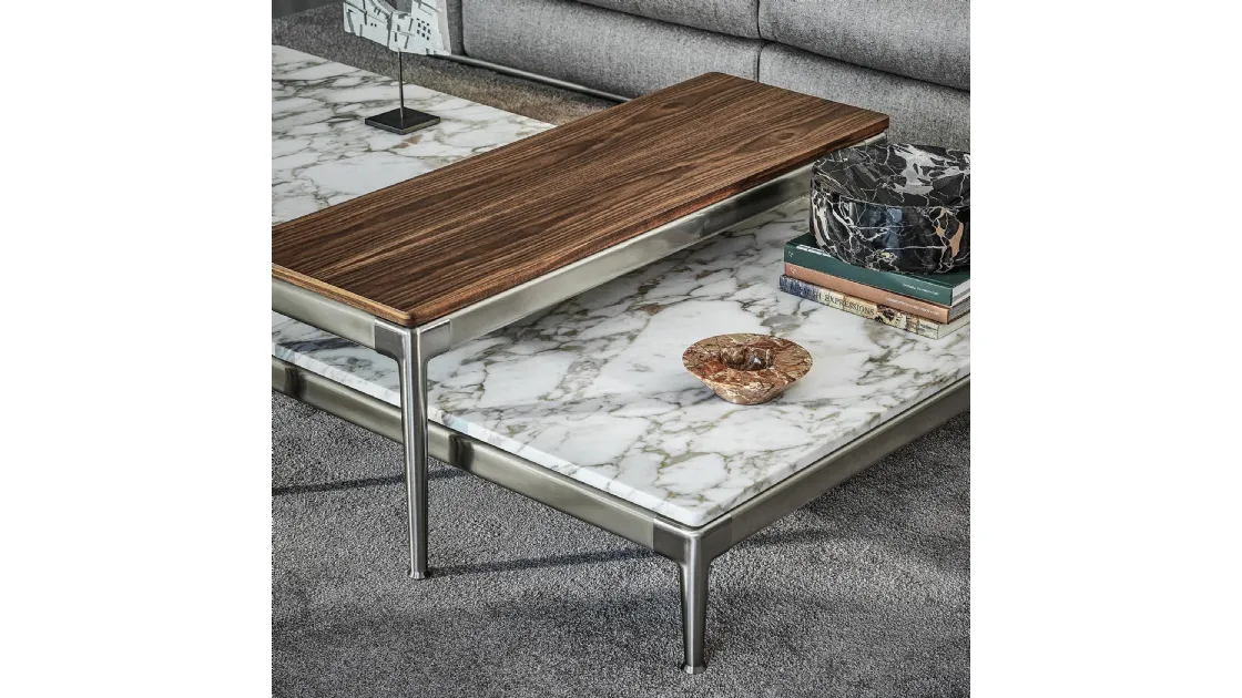 Tavolino Pico in marmo e legno di Flexform