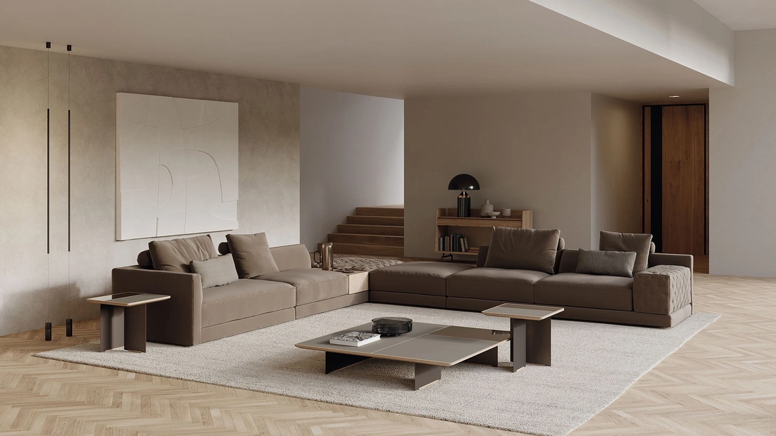 Tavolino Mies in vetro e specchio di Frigerio