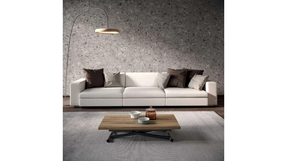 Tavolino Trasformabile Sydney in Eco Legno Vecchio Antico e metallo di Ozzio