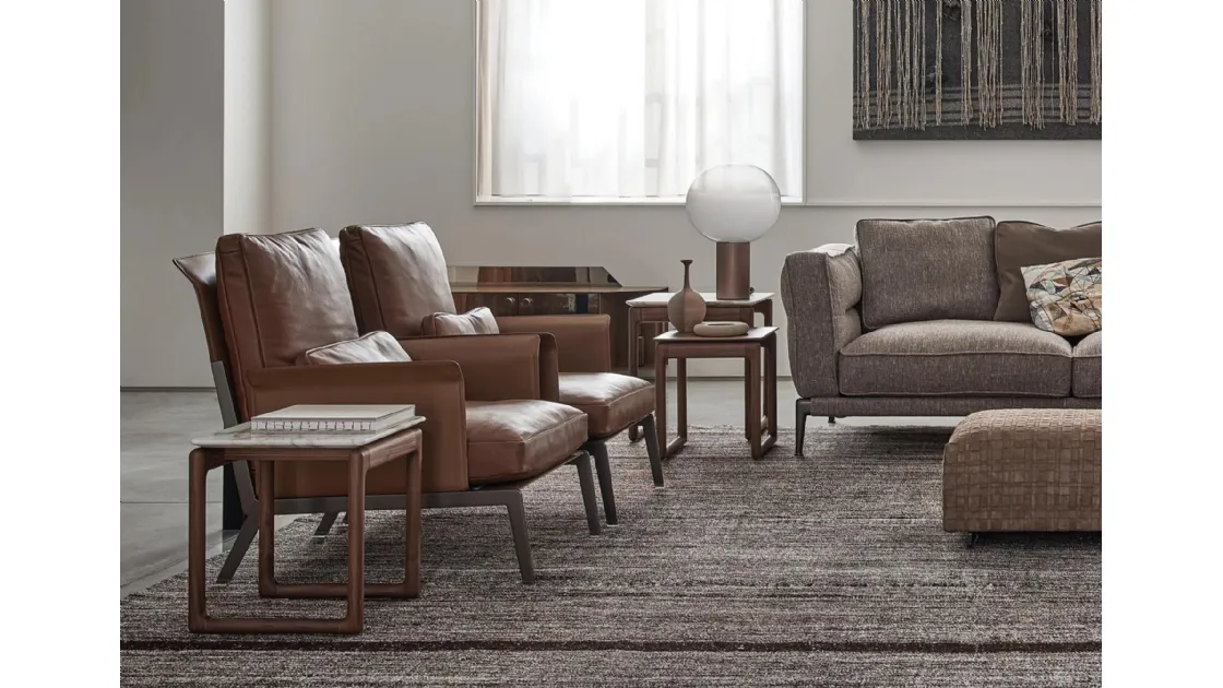 Tavolino in marmo con struttura in legno Brig di Flexform