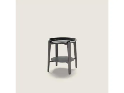 Tavolino Cabaré con piano in cuoio e base in legno di Flexform