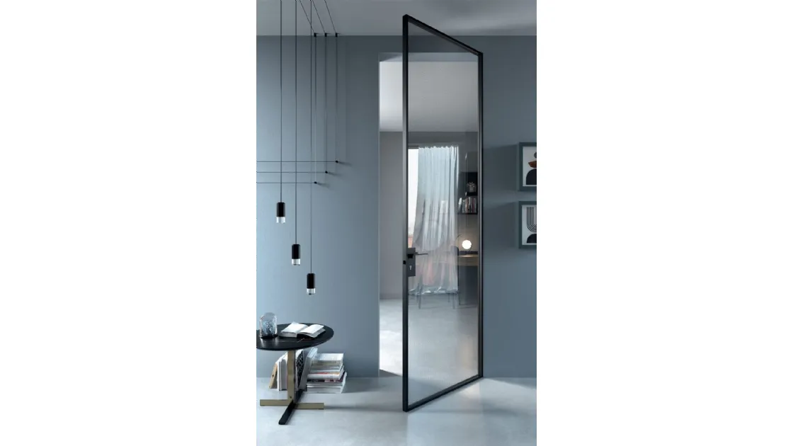 Porta per interni ESP Crystal Frameless in vetro con telaio in alluminio di Guzzini & Fontana