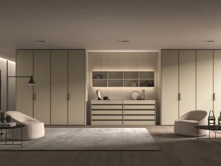 Cabina Armadio in melaminico con ante rivestite in ecopelle di Erba