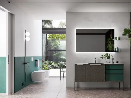 Mobile da Bagno Cartabianca in materico Intreccio e laccato Opaco di Cerasa