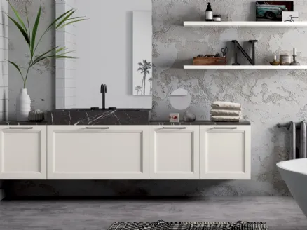 Mobile da Bagno sospeso Frame 01 in laccato opaco con top in marmo di Nova Cucina