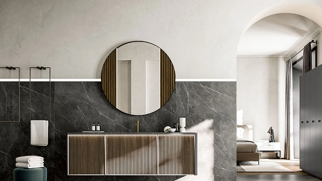 Mobile da Bagno sospeso Honey 03 in Noce Canaletto di Cerasa