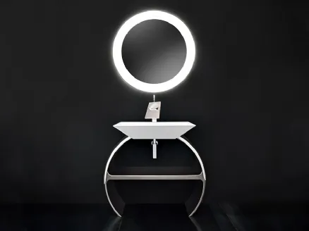 Mobile da Bagno Moon con base cromata e lavabo Diamante di Cerasa