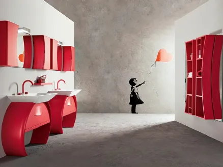 Mobile da Bagno Moon con doppia base lavabo di Cerasa