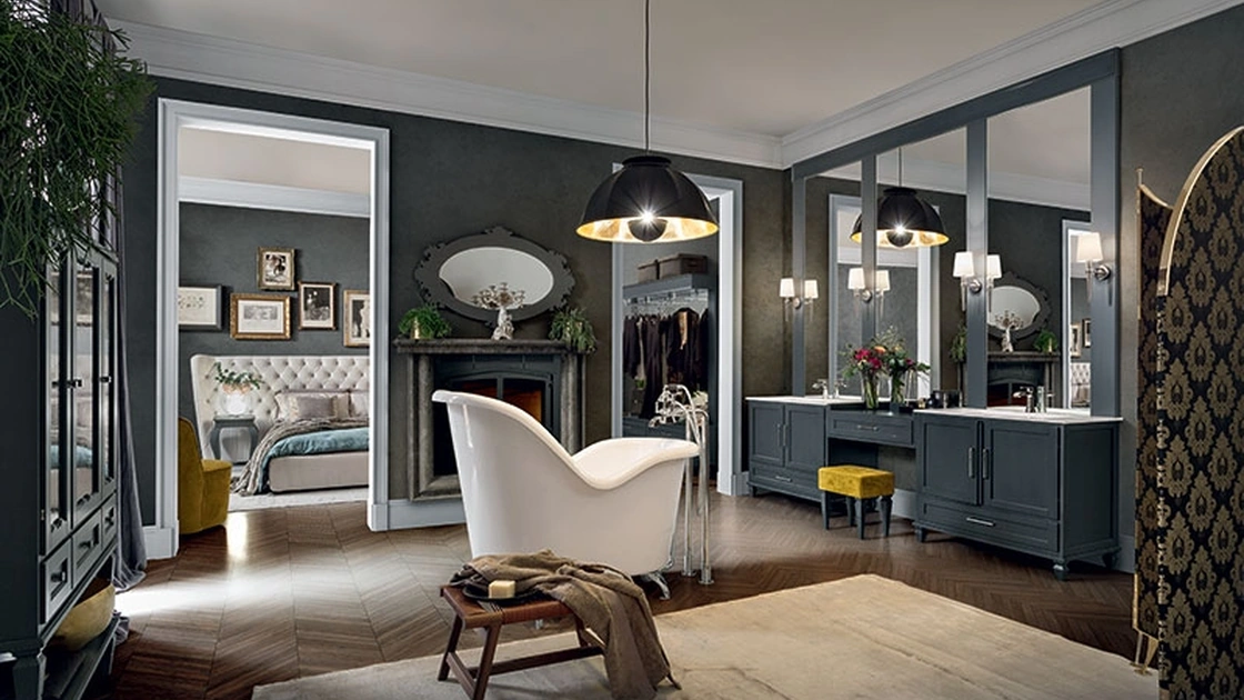 Mobile da Bagno York 02 in laccato Fumo di Londra di Cerasa