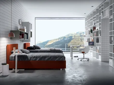 Cameretta componibile con libreria a tutta parete Multibox 02 di Erba