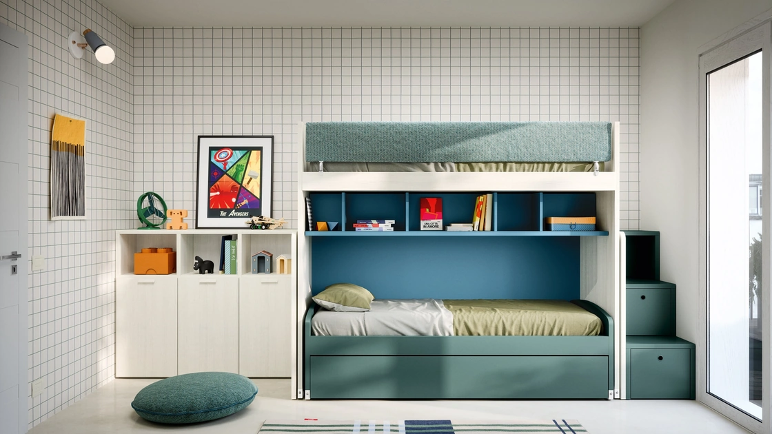 Cameretta a Soppalco con Letti Estraibili di Nidi