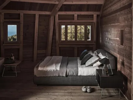 Letto con box contenitore Asolo in tessuto imbottito di Flexform