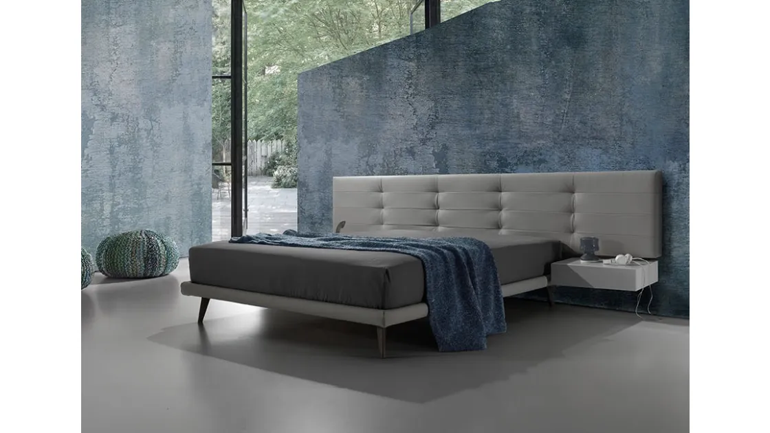 Letto in pelle con testiera trapuntata Twist Tess 290 di Excò