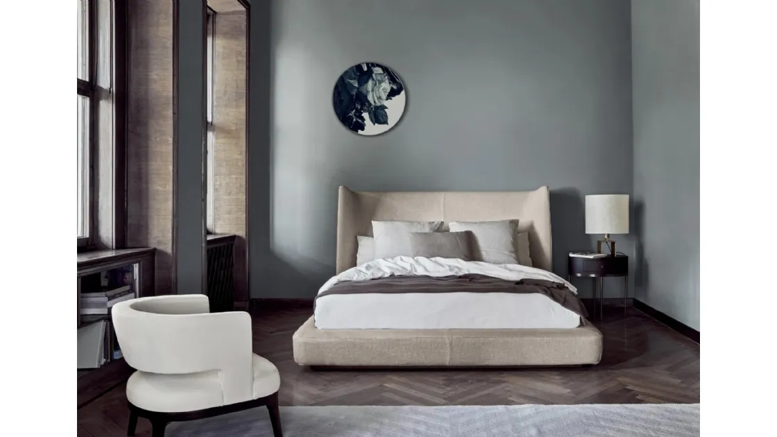Letto Midnight in tessuto imbottito di Flexform
