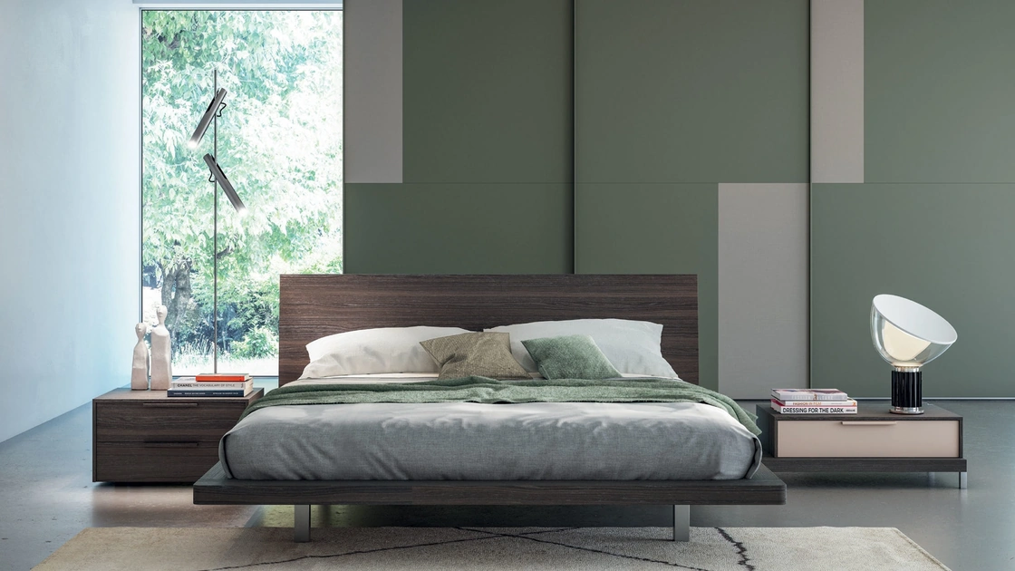 Letto matrimoniale Asja in Rovere Termotrattato di Tagliabue Mobili