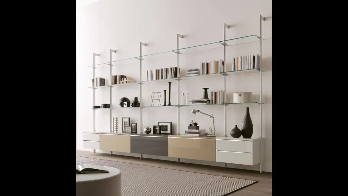 Libreria Clark in metallo e vetro di Ponti Terenghi