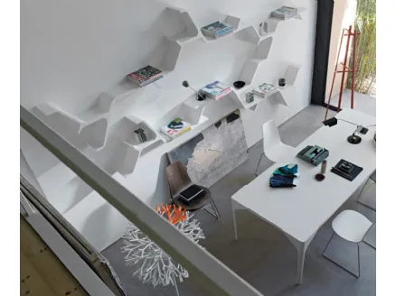 Libreria a muro in laccato opaco Sinapsi di Horm