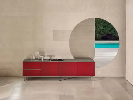 Madia Cosmopolitan in Legno Laccato Rosso di Bontempi