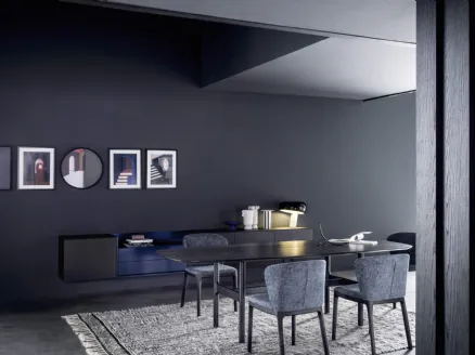 Mobile sospeso Madia Box 18 01 in Rovere Carbone e laccato opaco di Novamobili