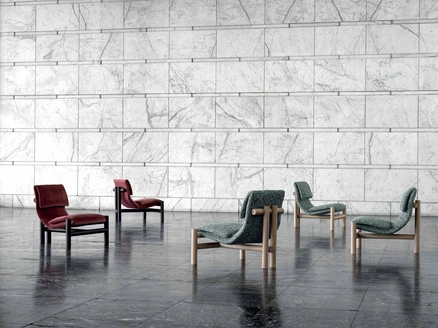 Poltrona Ada in tessuto e legno di Frigerio