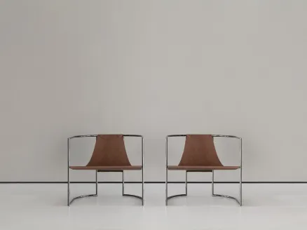 Poltroncina in metallo e pelle Jamiro di Cierre Imbottiti
