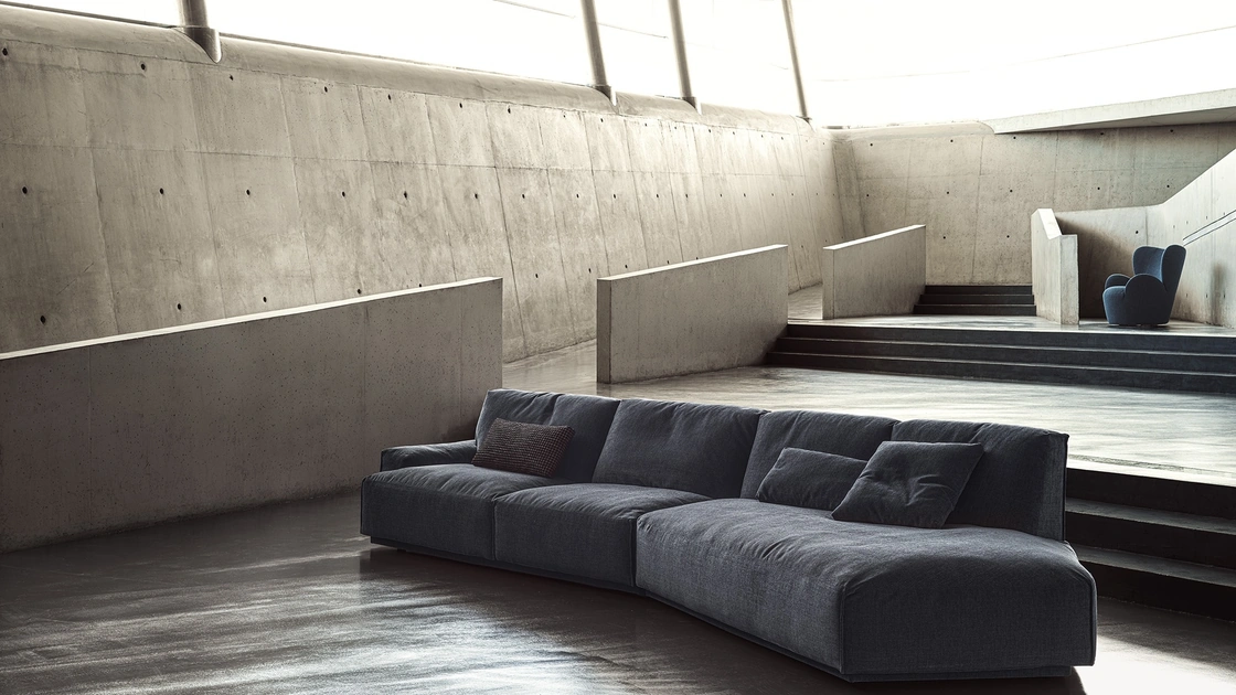 Divano lineare Dao Soft in tessuto imbottito di Frigerio