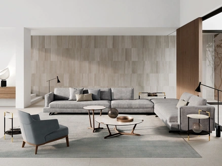 Divano angolare Davis Style in tessuto imbottito di Frigerio