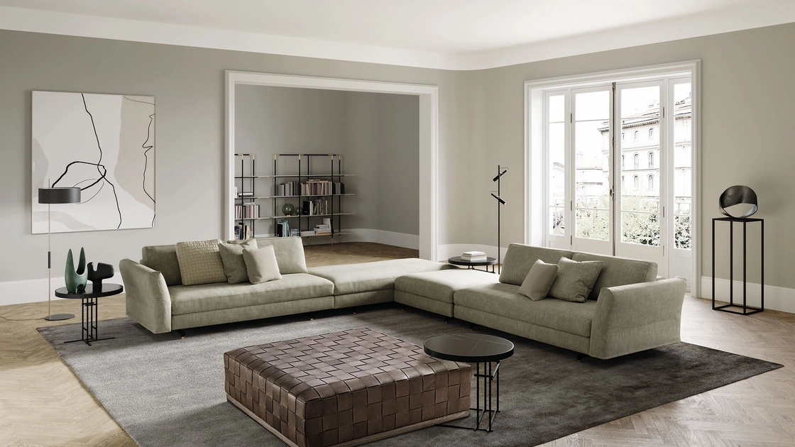 Divano angolare in tessuto imbottito Davis Wave di Frigerio