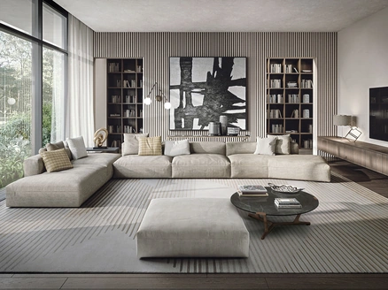 Divano angolare Cooper in tessuto imbottito di Frigerio