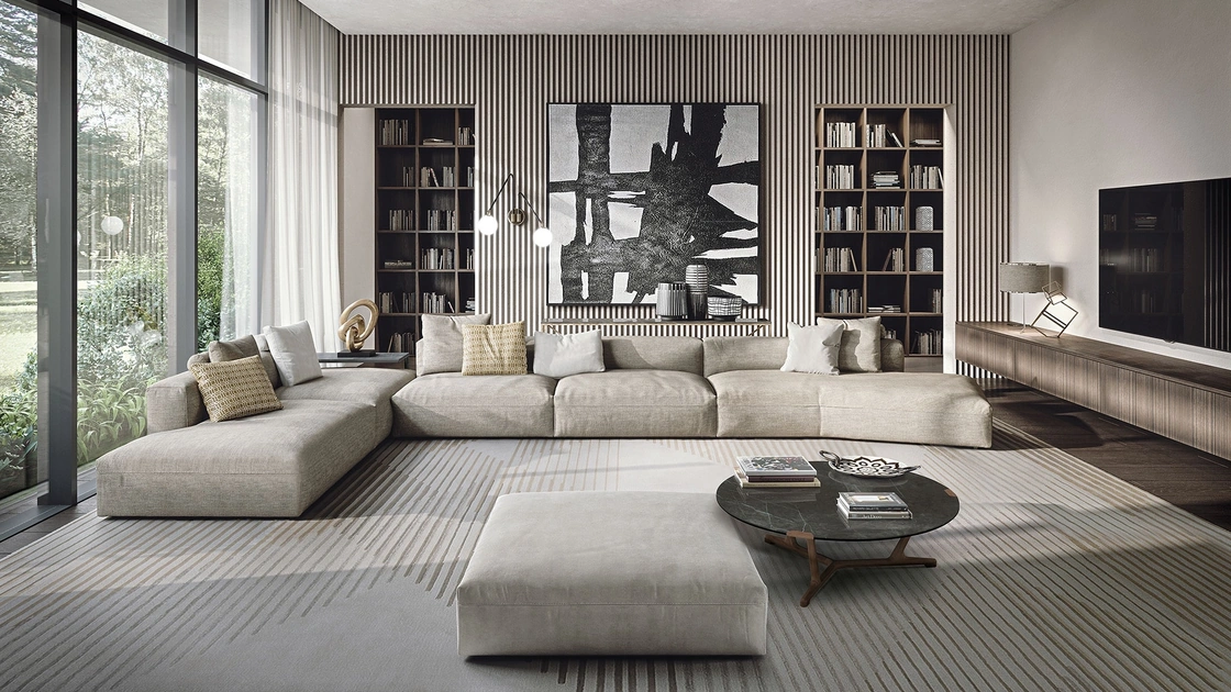 Divano angolare Cooper in tessuto imbottito di Frigerio