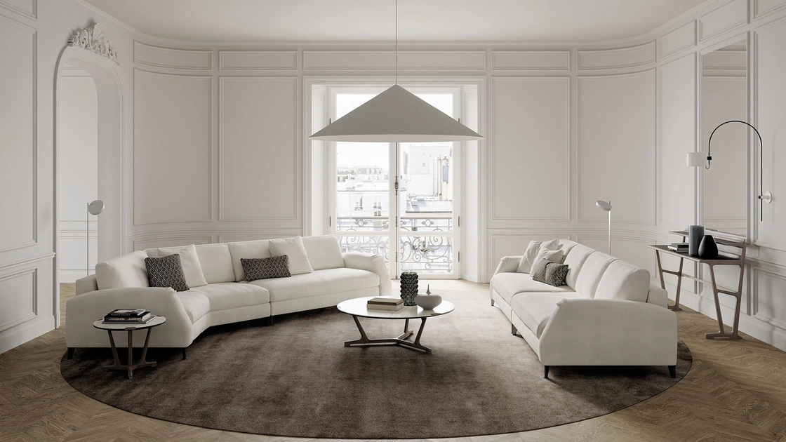 Divano lineare Davis Class in tessuto di Frigerio