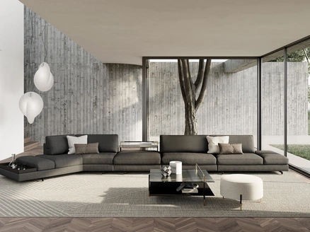 Divano lineare in tessuto Davis Flat di Frigerio