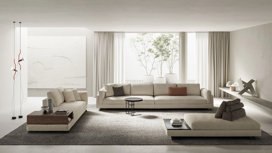 Divano lineare in tessuto imbottito Davis In di Frigerio