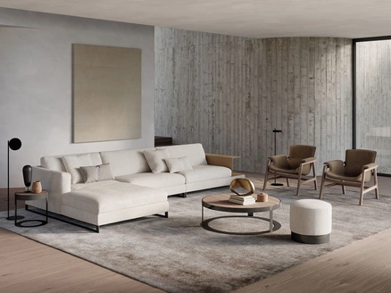 Divano in tessuto imbottito con penisola Davis Out di Frigerio