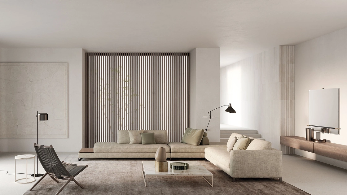 Divano angolare in tessuto imbottito Davis Top Flat di Frigerio