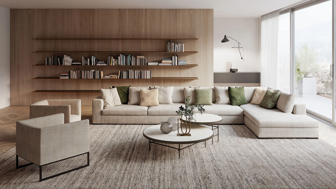 Divano angolare in tessuto Oreste di Frigerio