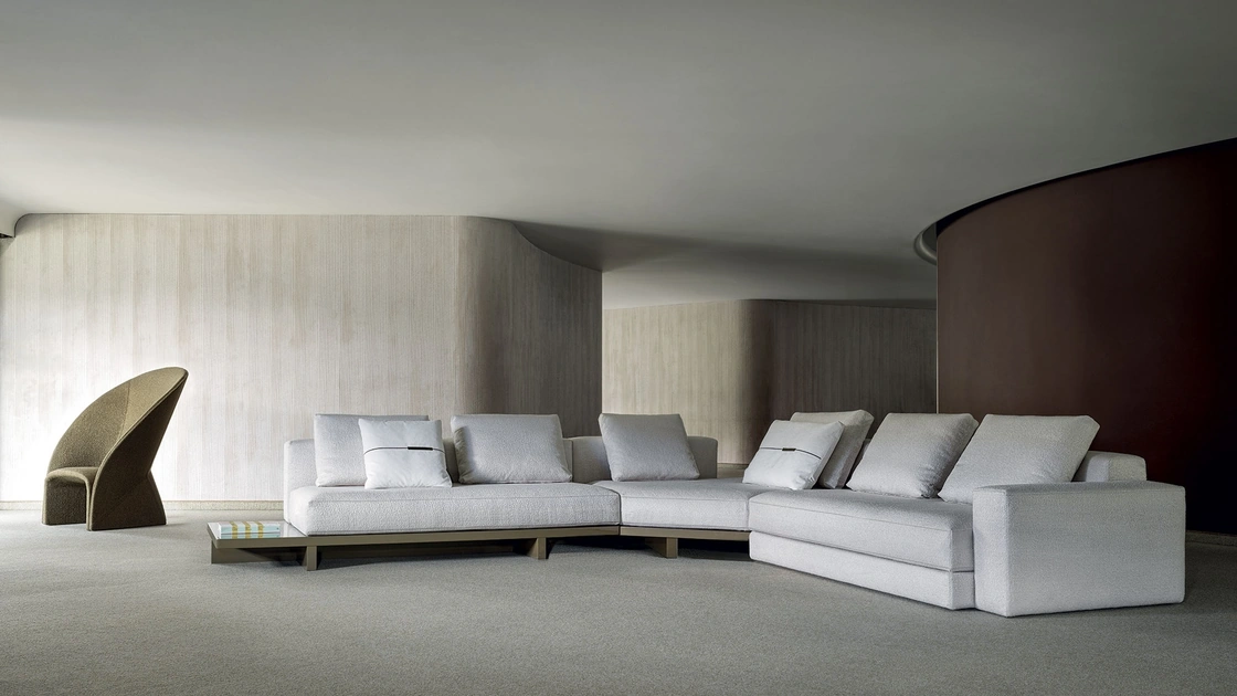 Divano angolare in tessuto imbottito View di Frigerio