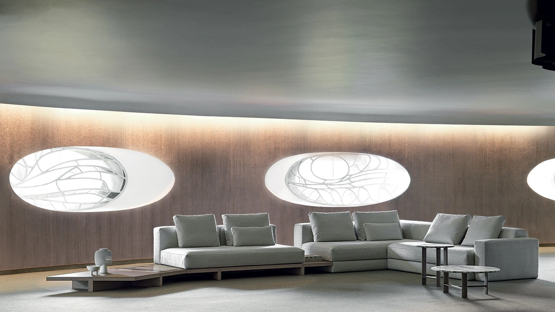 Divano angolare in tessuto imbottito View di Frigerio