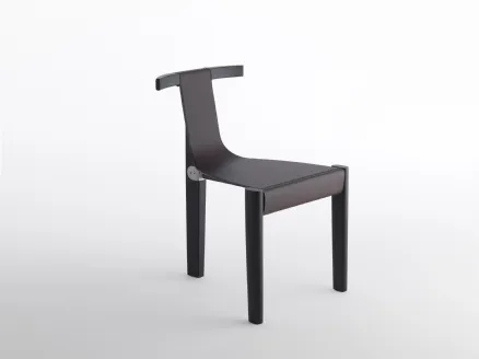 Sedia di design in cuoio con struttura in legno e fibra di carbonio Pablita di Horm