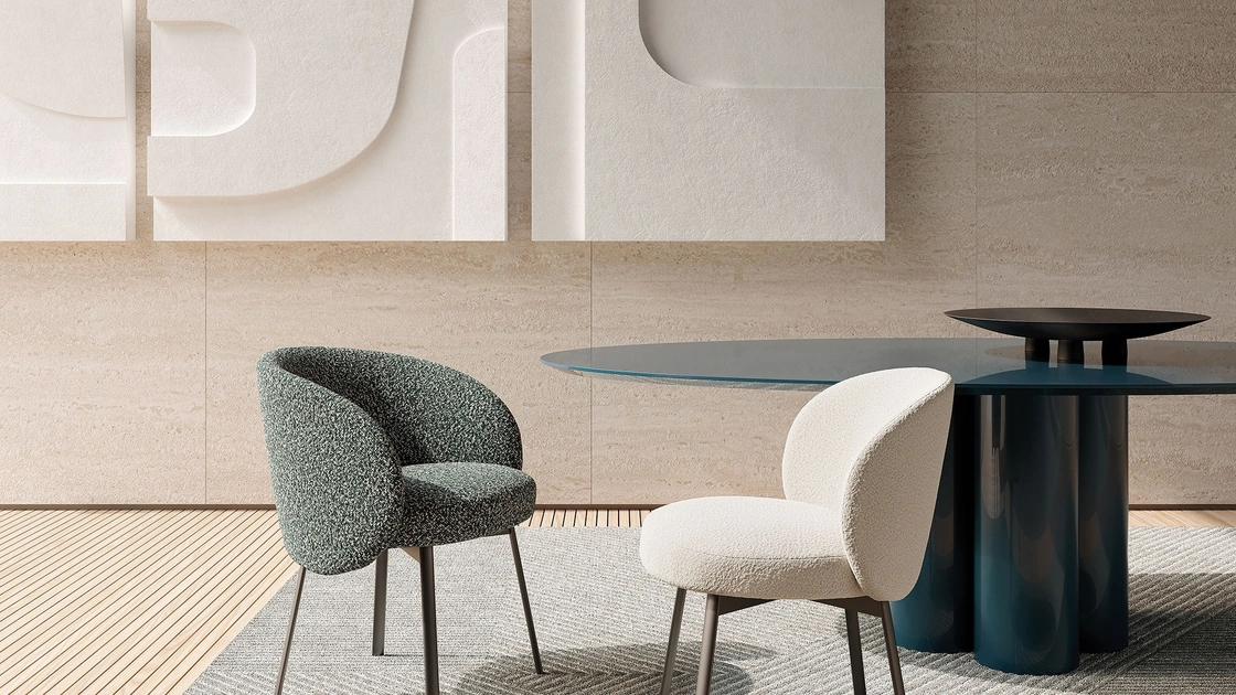 Sedia Hug in tessuto imbottito di Frigerio