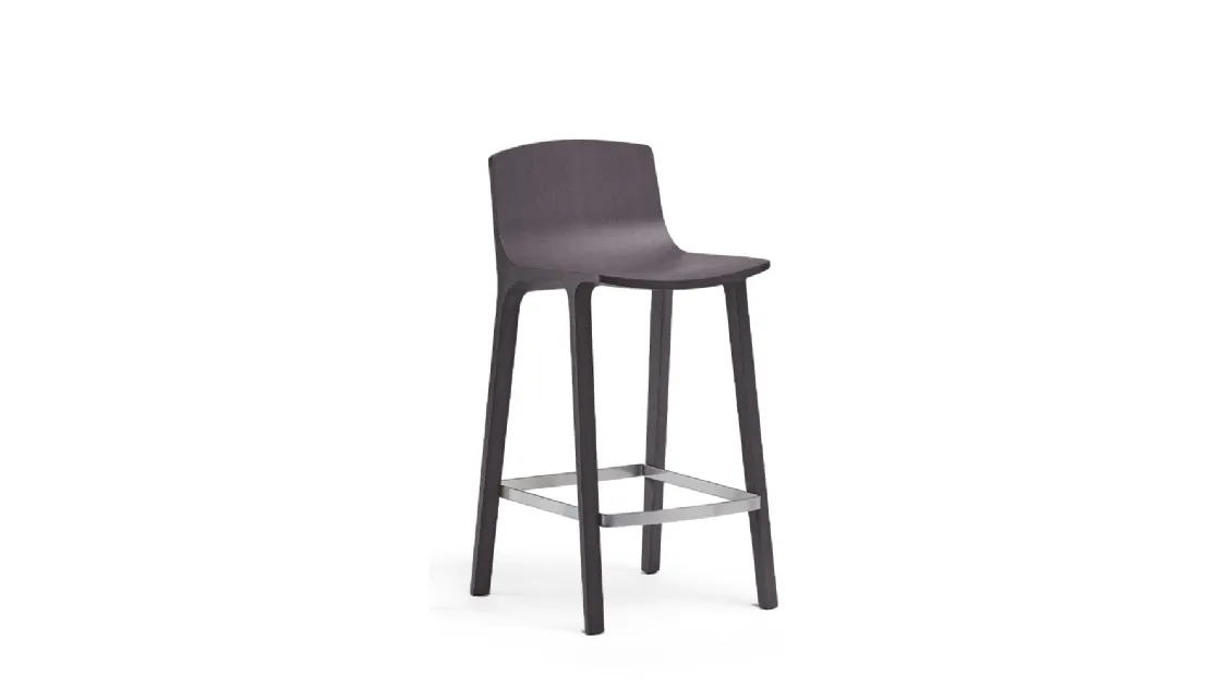 Sgabello Seame Stool in Rovere verniciato con poggiapiedi in acciaio di Infiniti