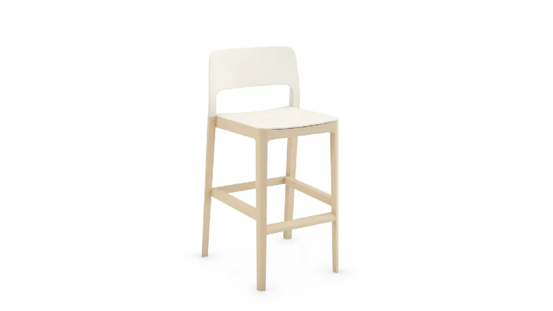 Sgabello Settesusette Kitchen Stool in polipropilene con base in Faggio massello di Infiniti