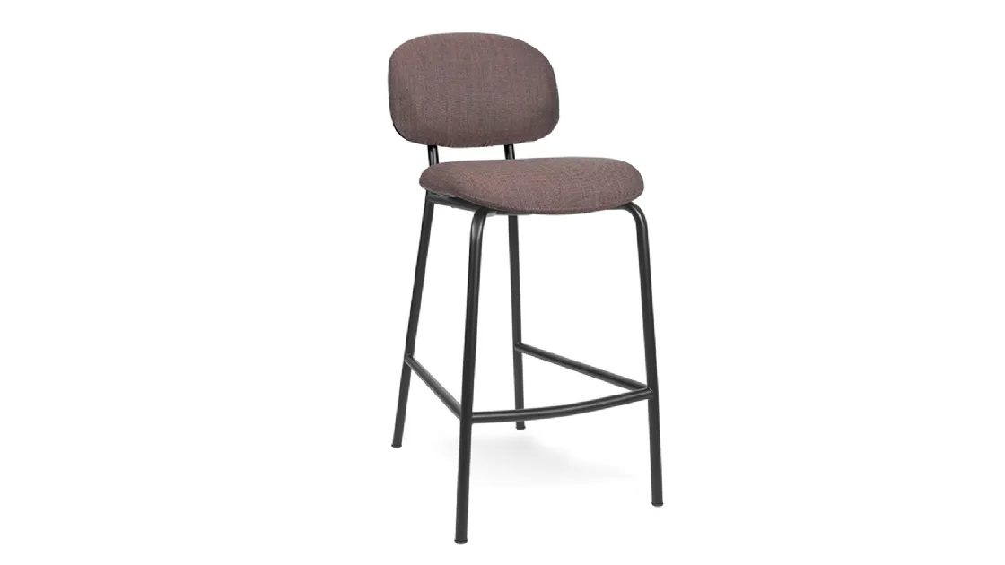 Sgabello Tondina Fat Kitchen Stool in tessuto imbottito con struttura in acciaio di Infiniti