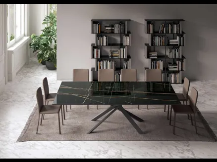 Tavolo allungabile 4x4 in Marble Glass di Ozzio