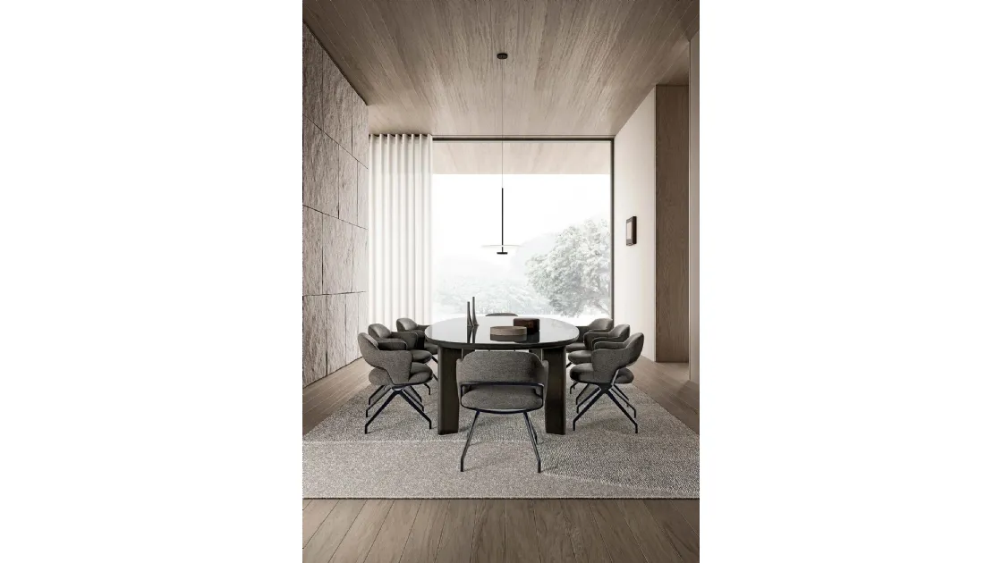 Tavolo Arnold con piano in vetro e struttura in legno di Flexform